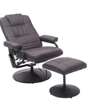 Massagestol Med Lænestol  Inklusive Fodskammel  10 Vibrationspunkter    Fjernbetjening  77 Cm   84 Cm   95 Cm  Brun