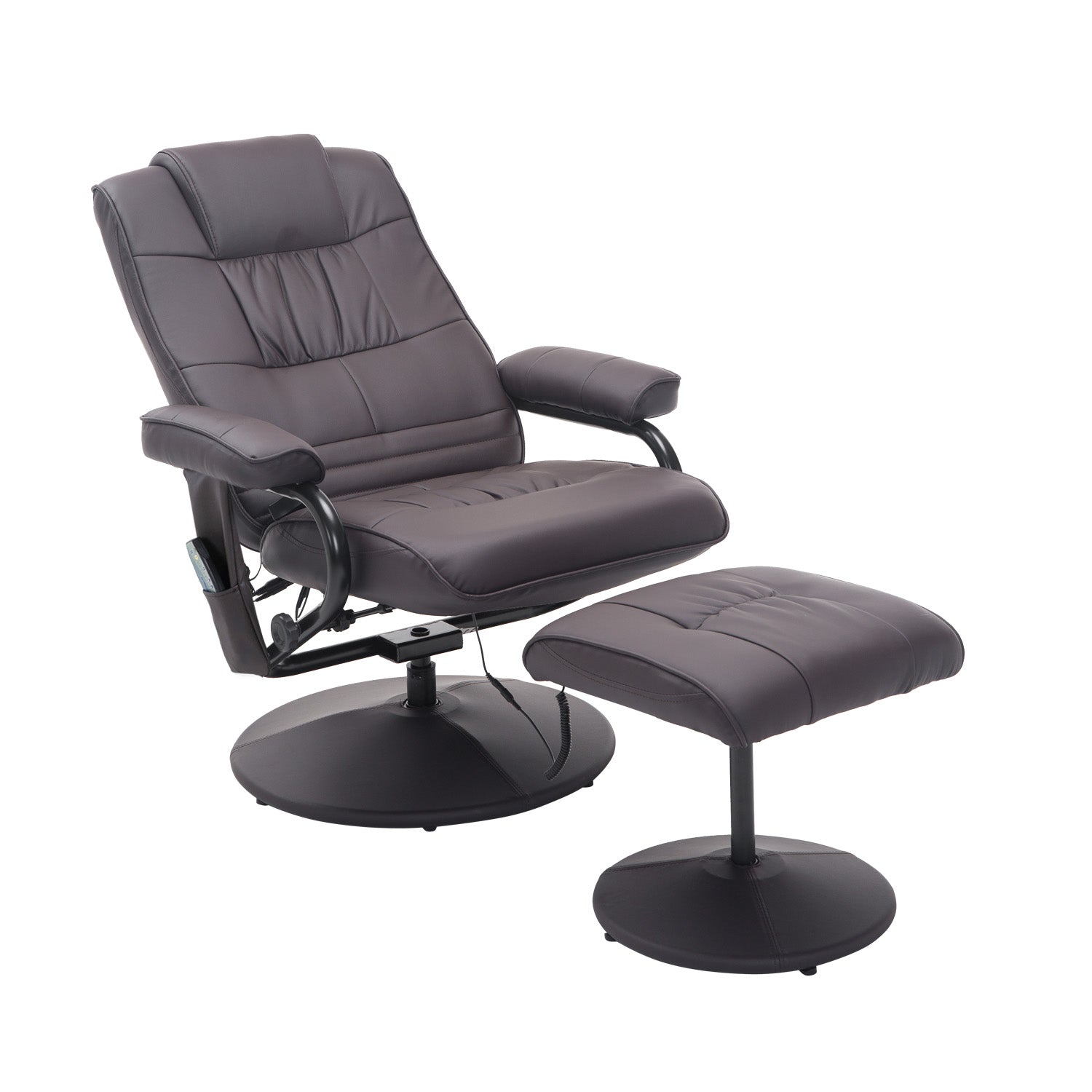 Massagestol Med Lænestol Inklusive Fodskammel 10 Vibrationspunkter Fjernbetjening 77 Cm 84 Cm 95 Cm Brun
