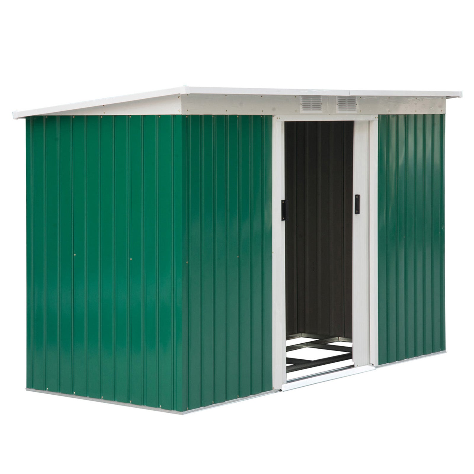 Metal Redskabsskur 3mâ 280x130x172cm Redskabsskur Med Skydedør Vejrbestandigt Havehus Udendørs Haveskur Skab Til Baghave Udendørsområde Antracit Mørkegrøn