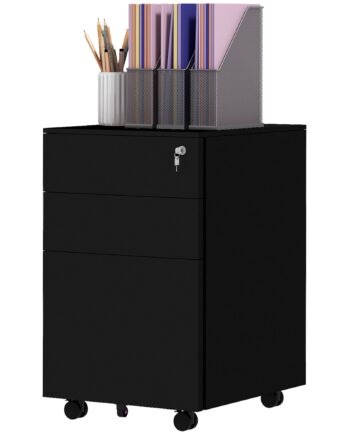 Mobilt Arkivskab    Skuffer  Aflåseligt  Rulleligt  37 Cm   43   Cm   60 Cm  Sort