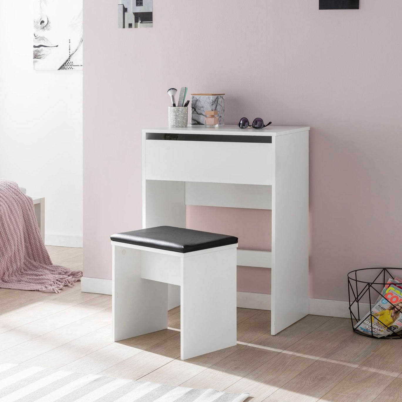 Moderne Make-up Bord   Sminkebord   Skrivebord Med Spejl  Hvid