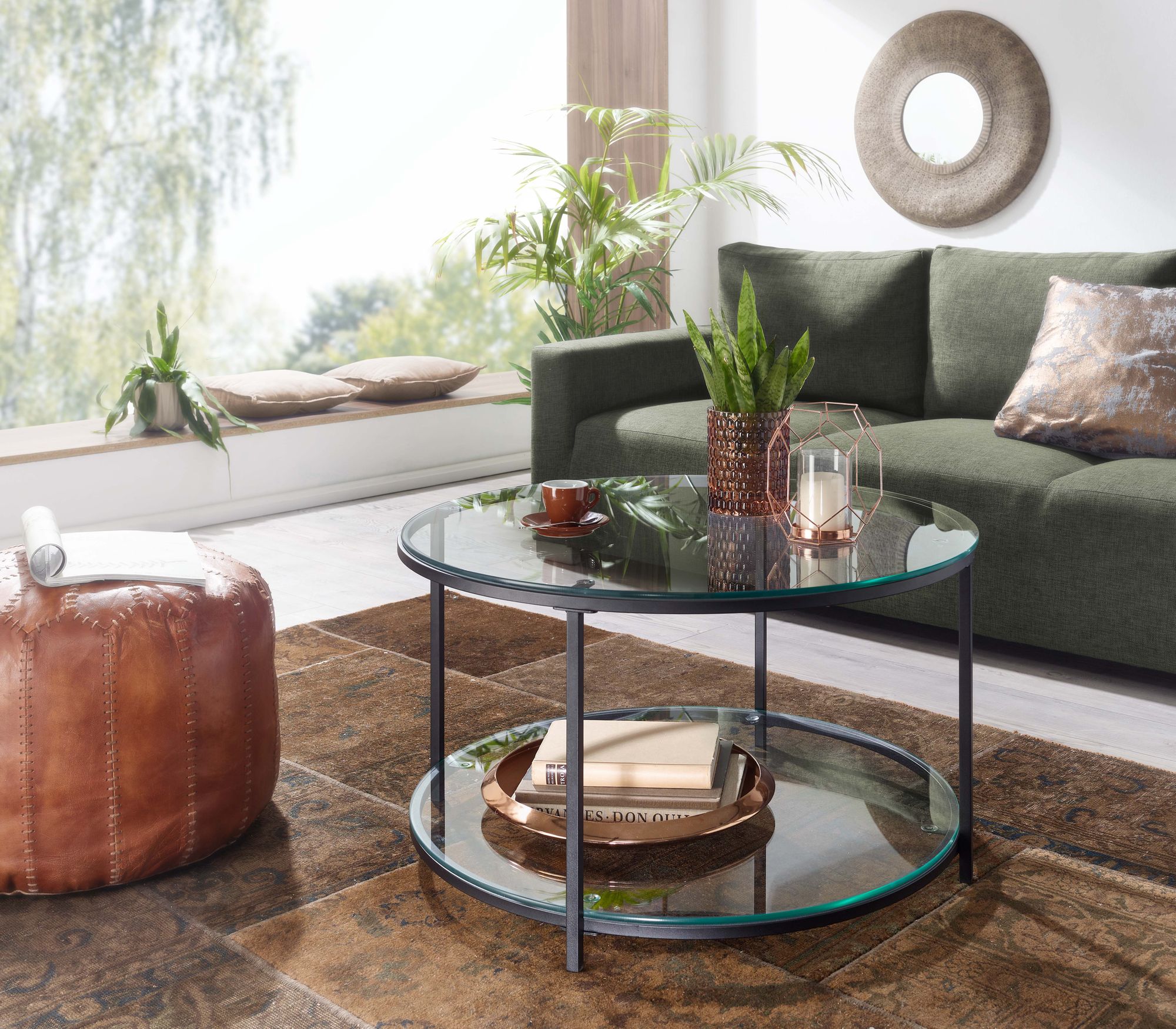 Moderne Sofabord   Glas Metal  80x80x45 Cm