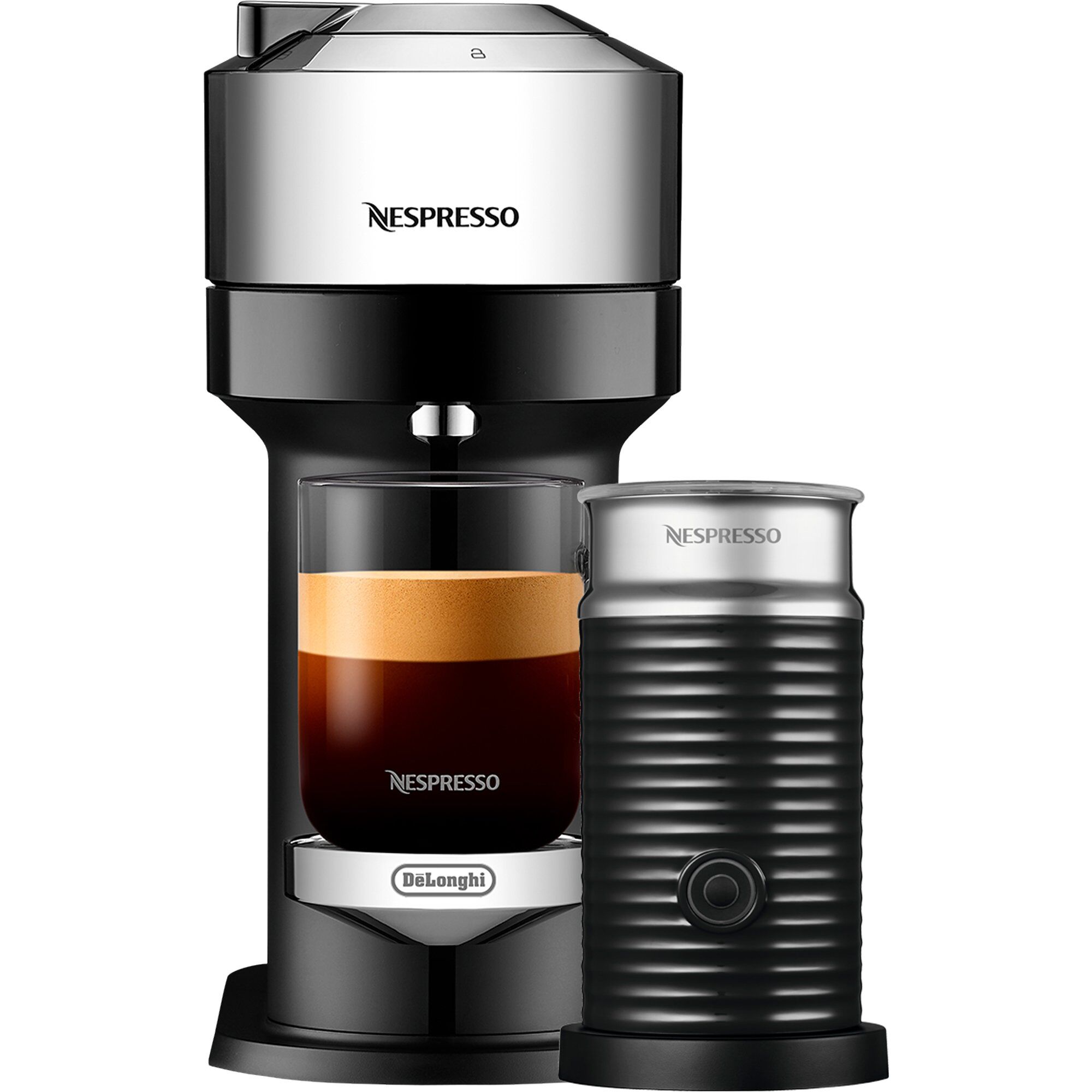 Nespresso Vertuo Next Deluxe Value Pack Kaffemaskine Og Mælkeskummer Pure Chrome