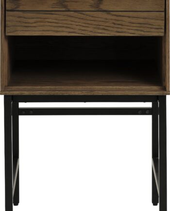 Nordique Design Modica Sidebord  Natur Egetræ  Sort Metal  Push-open Skuffe  H70ã 40ã 45 Cm