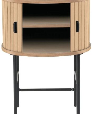 Nordique Design Nola Sidebord Småbord   Egetræ Og Sort Metal H70xb50xd40 Cm