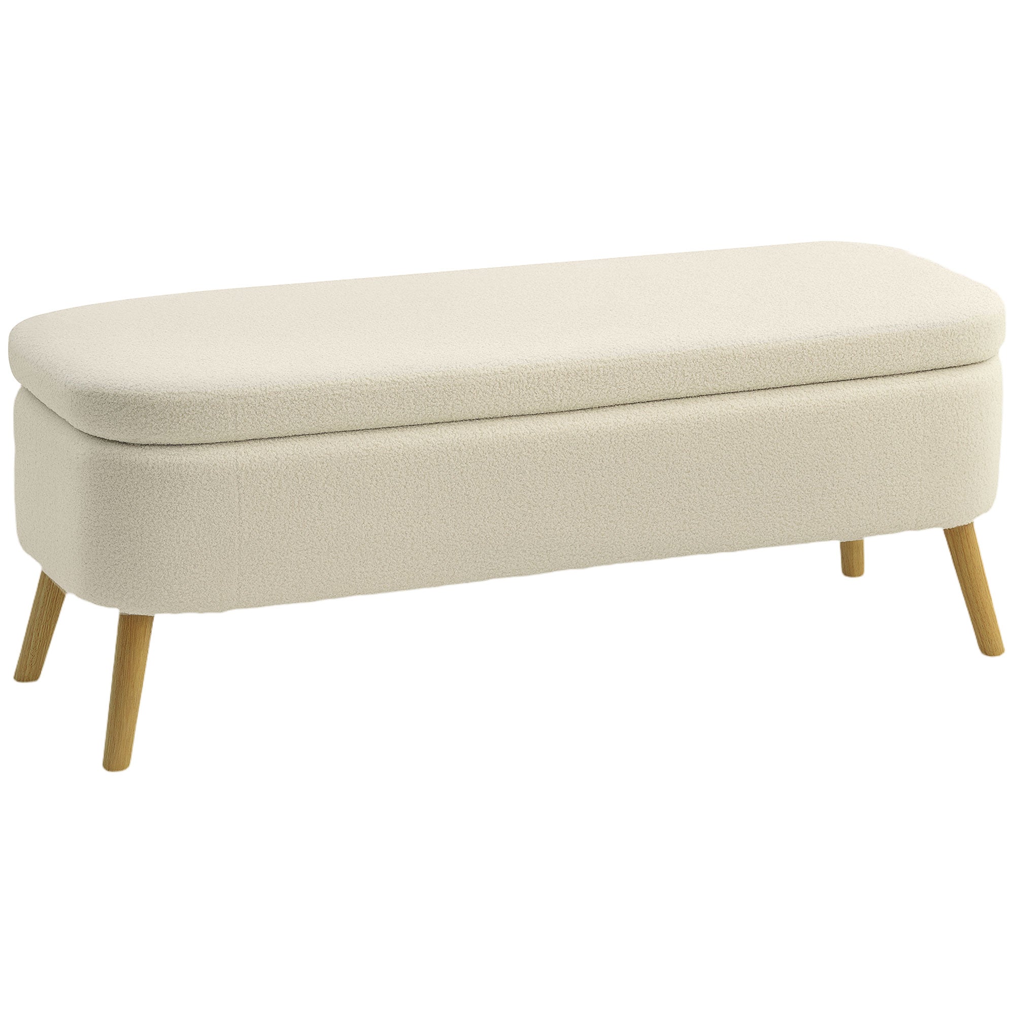 Opbevaringsbænk Bænk Med 65 Opbevaringsplads Teddy Fleecestof Gummitræ 120 42 45 Cm Beige