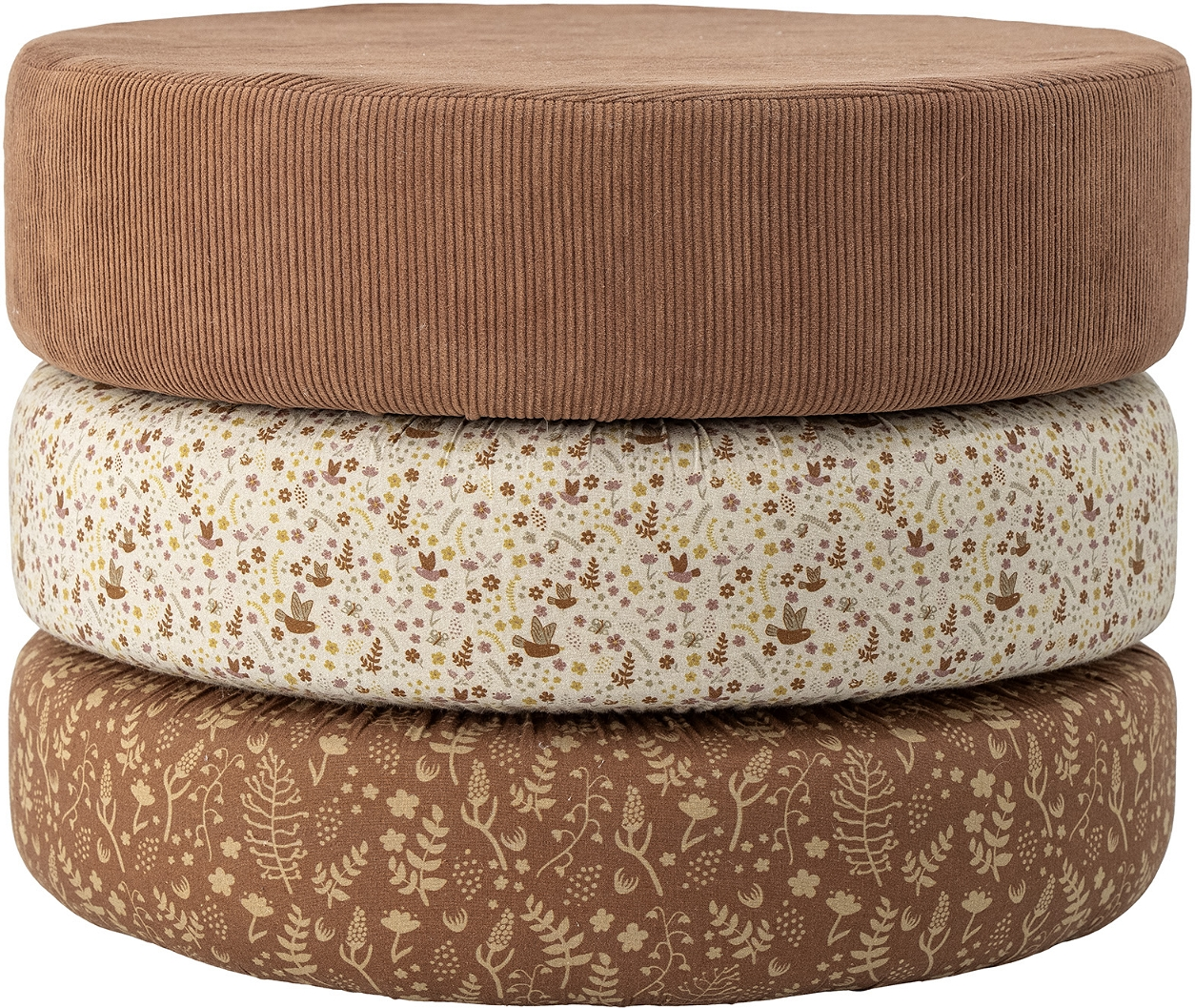 Opbevaringspuf Bloomingville Mini Jo ø43   H32 Cm Brun   Børnepuf Med Mønstre