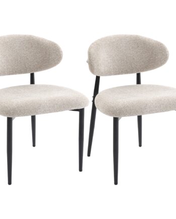 Polstrede Spisestuestole  Køkkenstole Med Stålben  Beige
