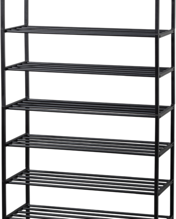 Reol Woood Ferro Sort Jern H160xb85xd35 Cm Stackable Skohylde Hyldereol Til Opbevaring