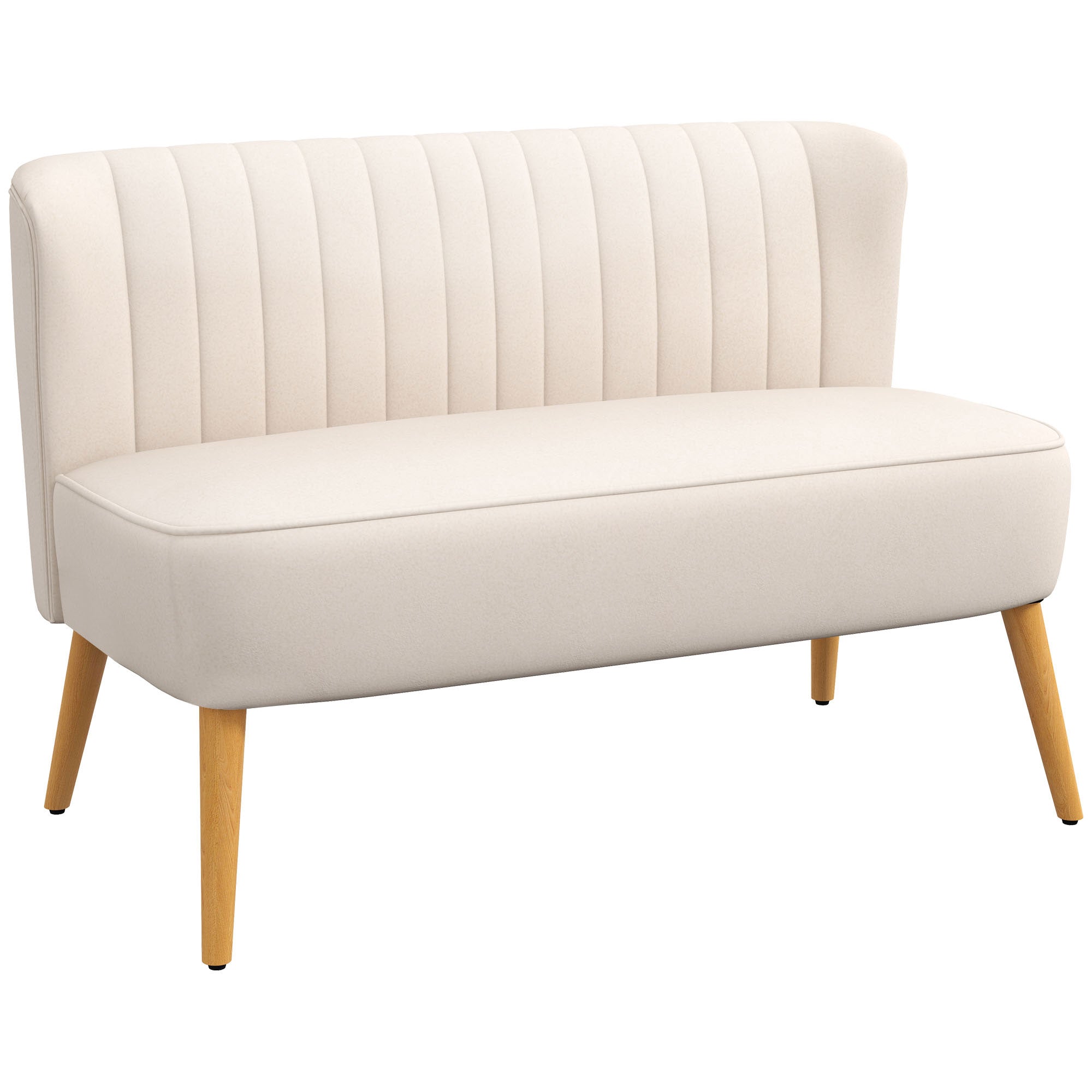 Retro Design -personers Sofa Træben 117 Cm 56 Cm 77 Cm Cremehvid
