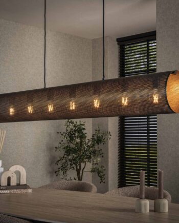 Rollo Loftlampe   Cylinderformet Sort Perforeret Metal  Længde 145 Cm  Levering Uden Pære