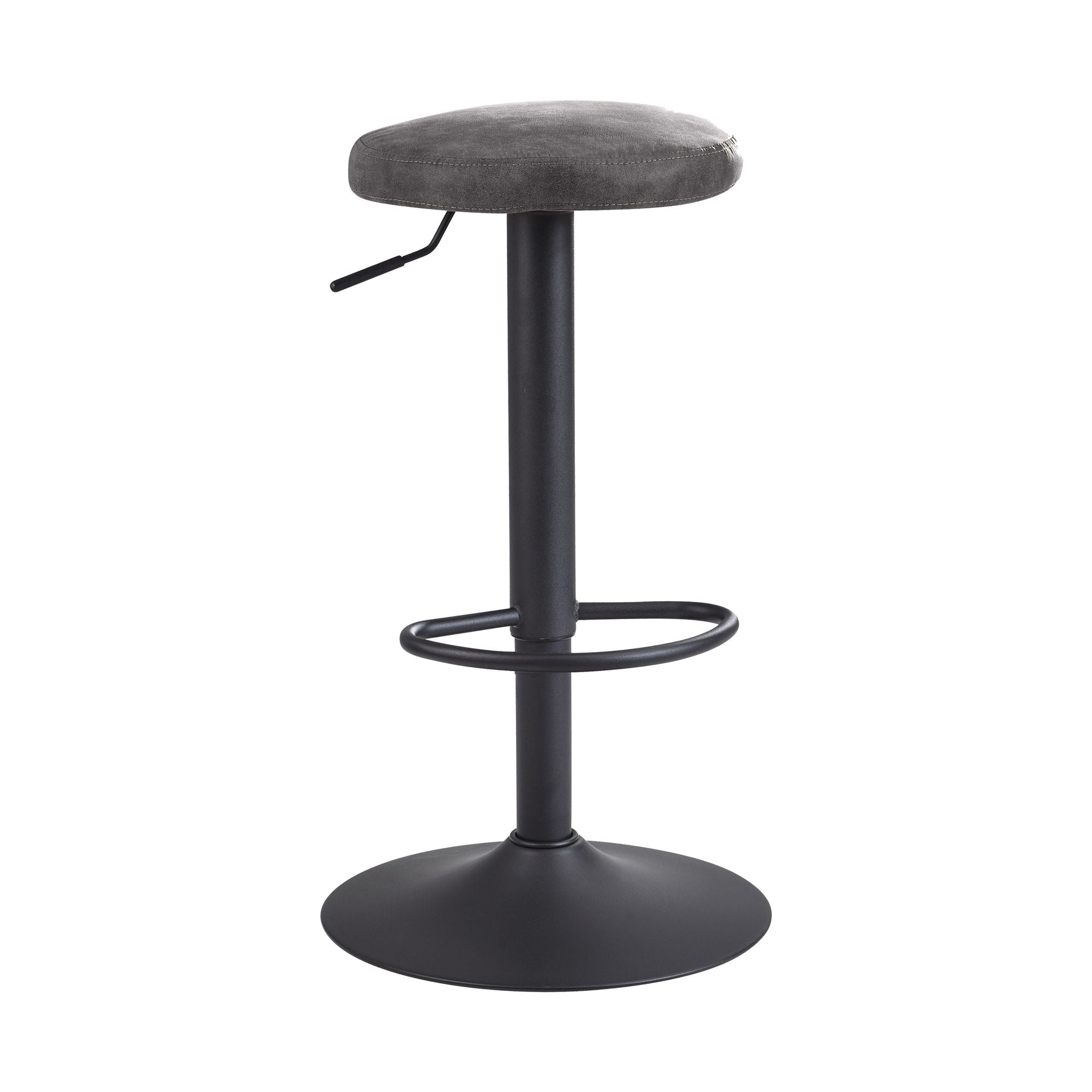 Roterende Barstol   Bistrostol  Grå Ruskind Skammel Uden Ryglæn  58-79 Cm