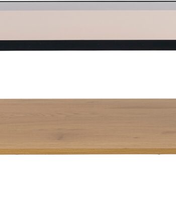 Rundt Sofabord Kaffebord Nordique Design Hassel  Natur Sort  Glasplade  Træramme Og Metalben