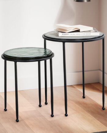 Rundt Sofabordssæt Med Kant: Glas  Metal Og Moderne Design