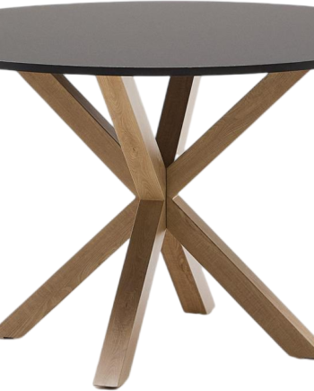 Rundt Spisebord Kave Home Argo ø120 Cm Sort Natur  Mdf   Stålben