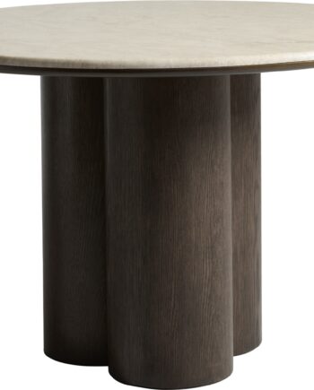 Rundt Spisebord Nordique Design Piazze Marmor Og Træ  Lysgrå Mørk Natur  ø120 H75 Cm