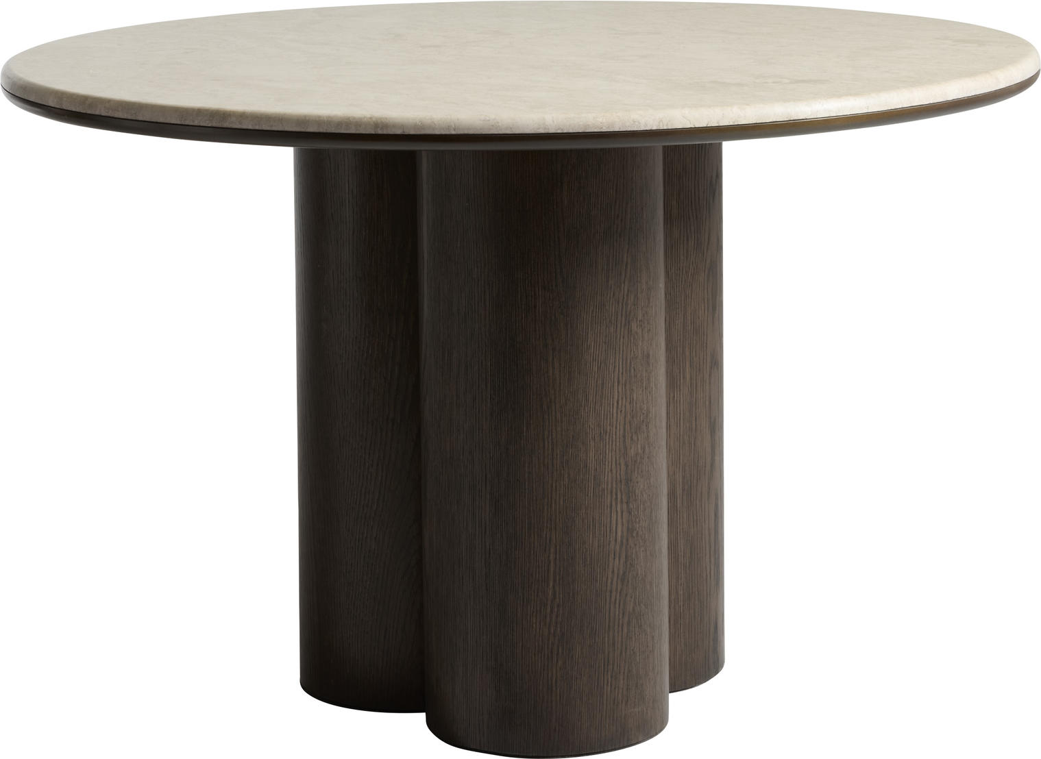 Rundt Spisebord Nordique Design Piazze Marmor Og Træ Lysgrå Mørk Natur ø120 H75 Cm