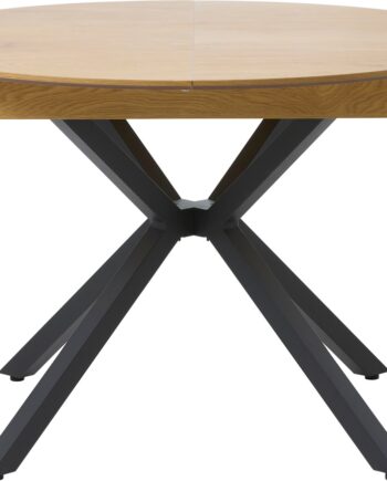 Rundt Udtræksbord Nordique Design Cesura Natur Sort  Træ Og Metal  ø120 170   H75 Cm