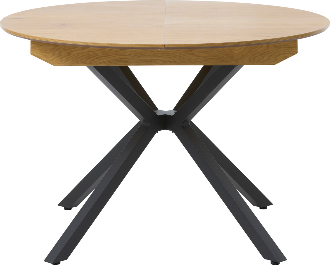 Rundt Udtræksbord Nordique Design Cesura Natur Sort Træ Og Metal ø120 170 H75 Cm