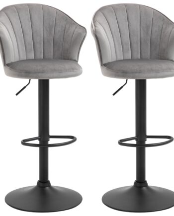 Sæt Med   Barstole  Drejestole Med Ryglæn  Velourbetræk  Bistroskammel  Højdejusterbar Barskammel  Armløs  Skum  Grå  54   56   91-111 Cm
