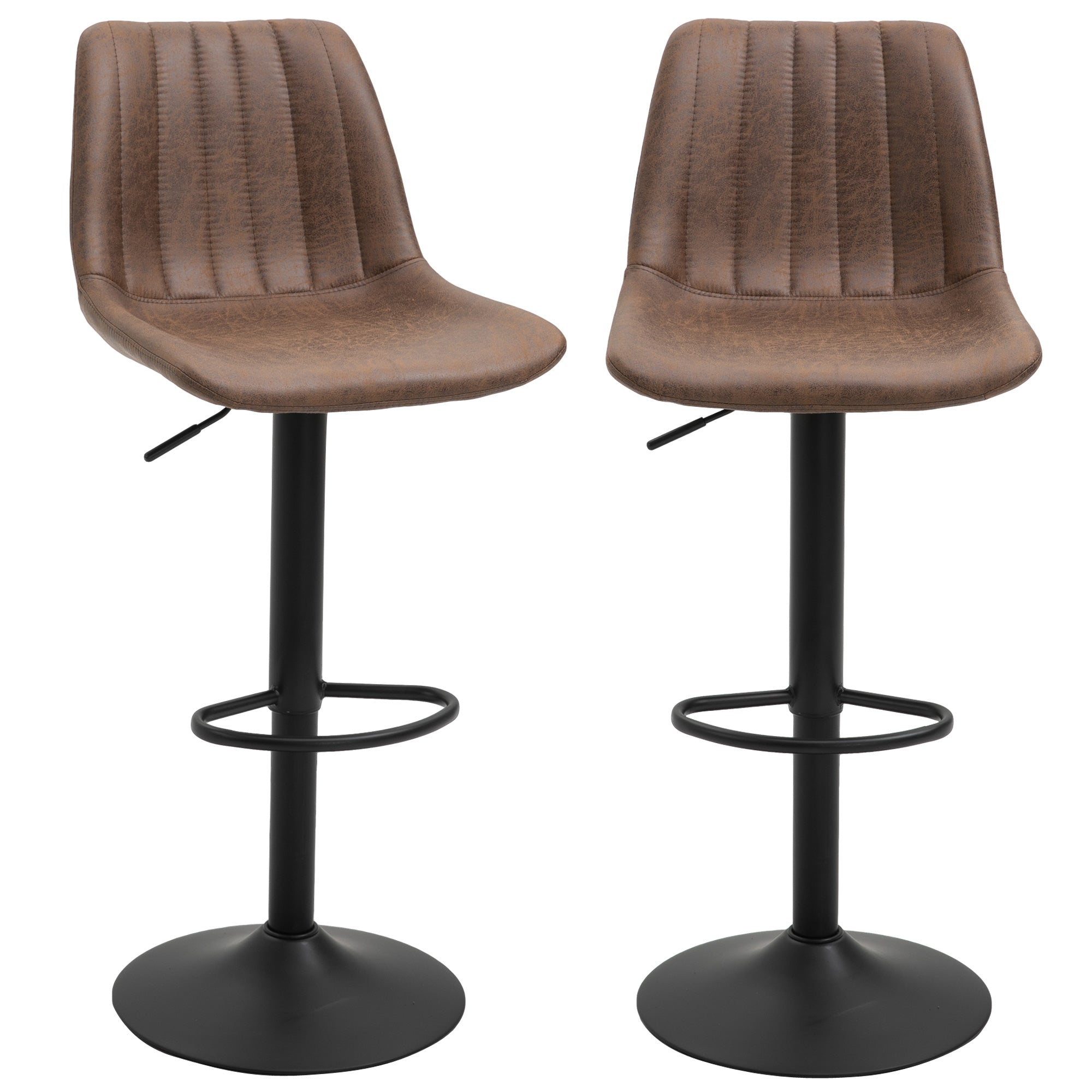 Sæt Med Barstole Retrodesign Inklusive Fodstøtte Højdejusterbar Gaslift Brun Sort