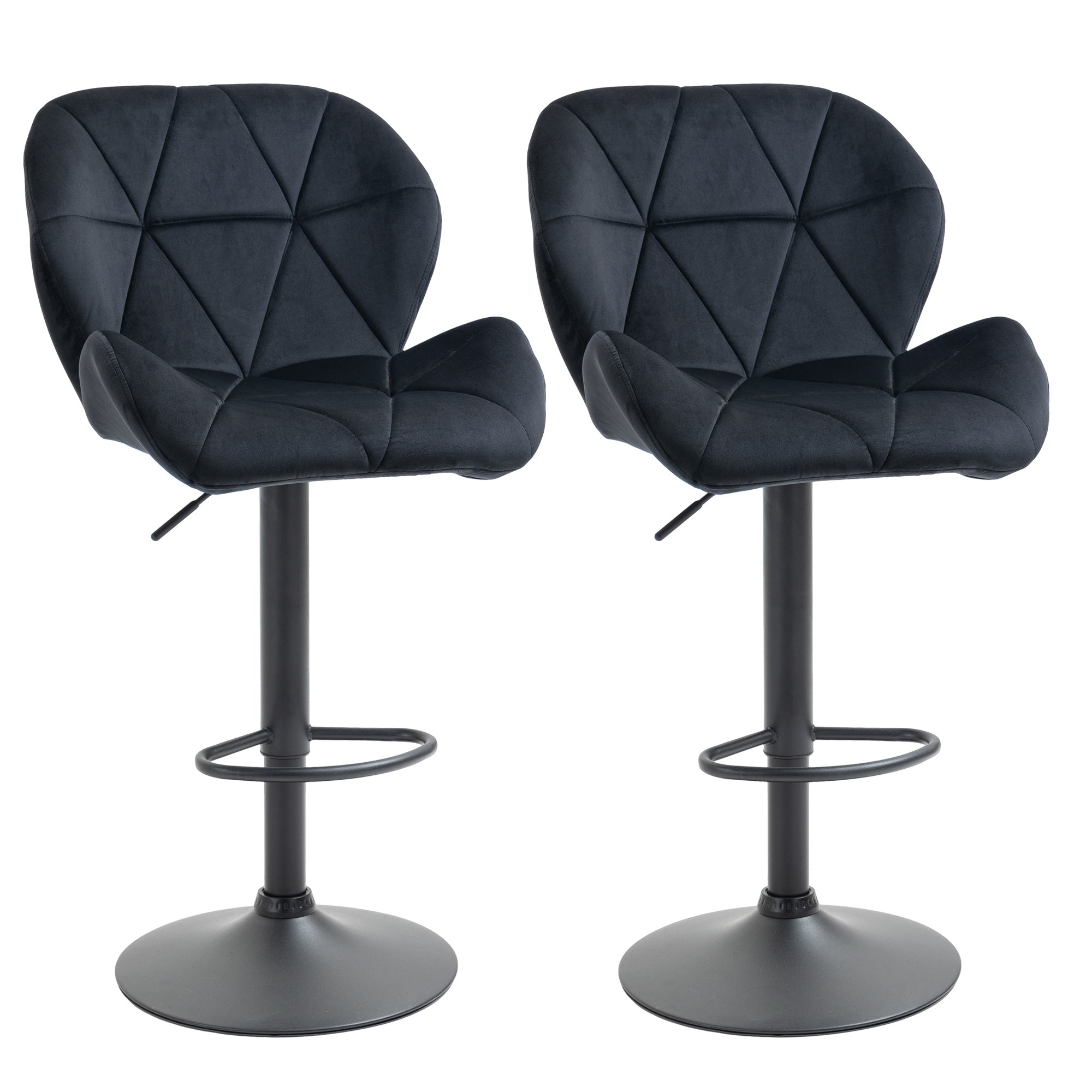 Sæt Med   Barstole Med Ryglæn  Sort  52   58   93-114   Cm