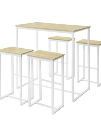 Sæt Med Bord Og     Stole  Hvid Og Naturfarvet
