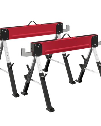 Sæt Med   Foldbare Savbukke  Lasteevne Op Til 1160 Kg   -vejs Højdejusterbar  64-81 Cm  Metal Stilladsbukke Med Håndtag  Rød