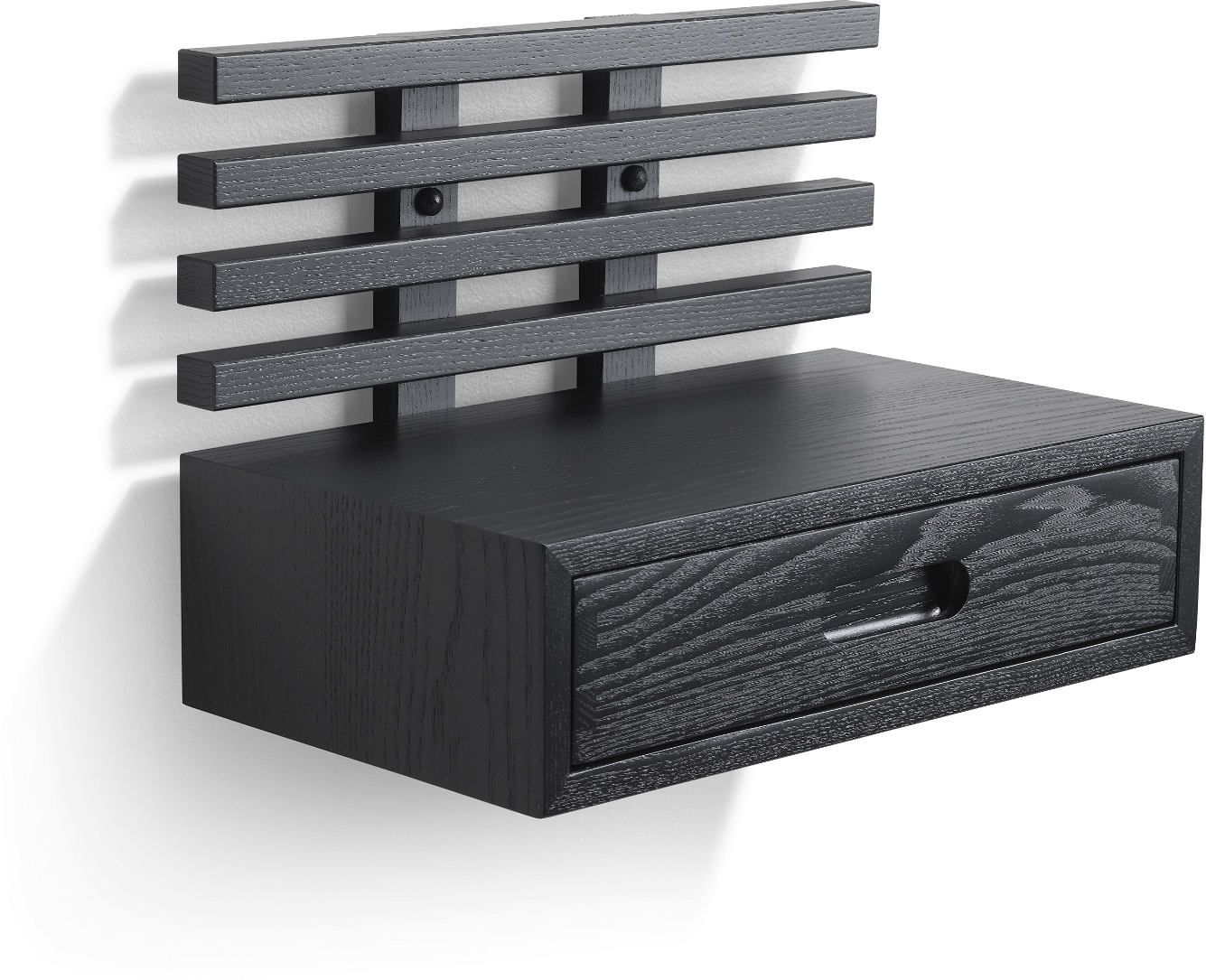 Sengebord Natbord Oscarssons Möbel Zece Massiv Ask Sortbejdset Med Skuffe Og Hylde H31xb40xd25 Cm