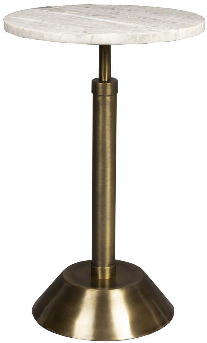 Sidebord Dutchbone Sana   Perlemor Marmor   Gyldent Jernstel ø30   H48 Cm