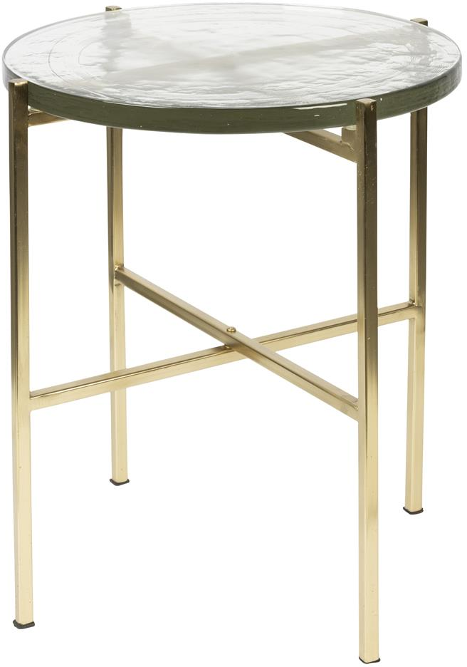 Sidebord Dutchbone Vidrio ø40   H45 Perlemorsbelagt Glas Guldben Retro Småbord Til Stue