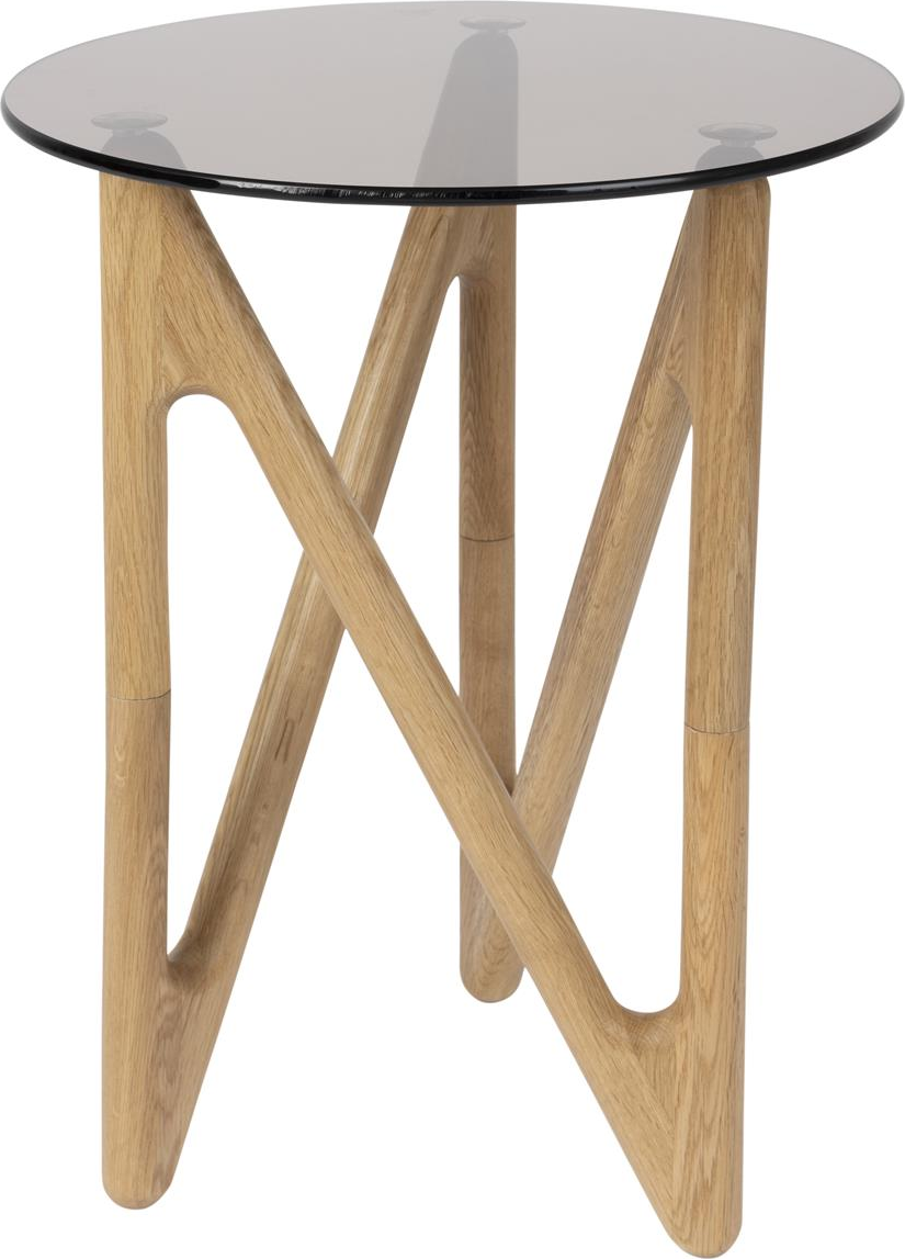 Sidebord   Småbord Dutchbone Naia ø40ã H50 Cm Glas   Egetræ Mørk Sand