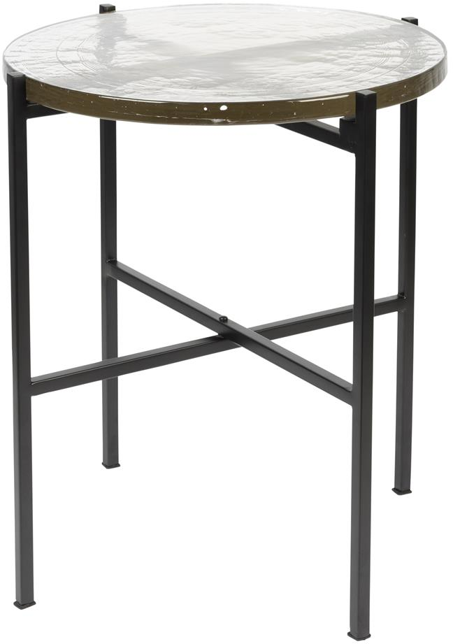 Sidebord   Småbord Dutchbone Vidrio Glasplade Og Sort Jernbase ø40   H45 Cm Offwhite