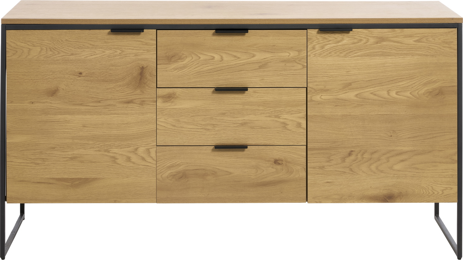Skænk Sideboard Nordique Design Cesura Natur Sort Melaminbelagt Spånplade Jern H80 6ã B155ã D45 Cm