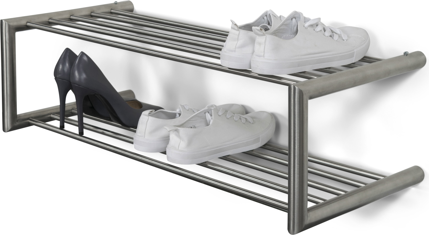 Skoreol Spinder Design Soenz Vægmonteret Skohylde Rustfrit Stål H23xb80xd33 Cm Plads Til Par Sko