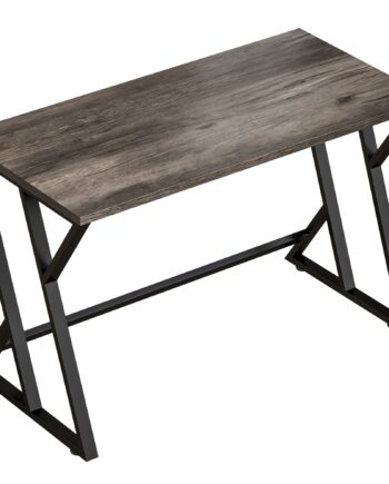 Skrivebord Computerbord 120x60cm  Kontorbord Med  -formet Metalbase  Trælook  Industrielt Design Til Kontor  Grå