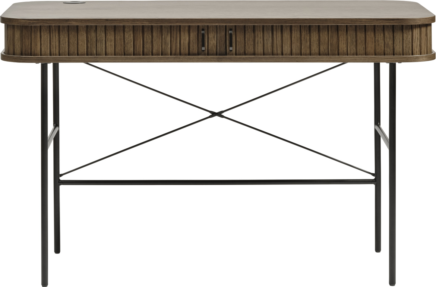 Skrivebord Nordique Design Nola 120ã 60 Cm Mdf Med Egetræsfiner Mørk Natur Brun Sorte Metalben Fsc Mix 70