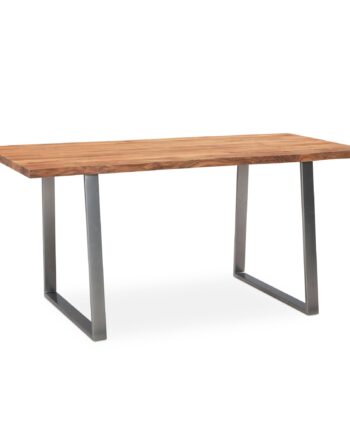 Skrivebord 180x90x76 Cm  Massivt Akacietræ Metal  Computerbord Med Levende Kant  Hjemmekontorbord  Massivt Træbord Med Trapezformede Forkromede Ben  Træbord  Laptopbord  Arbejdsværelse