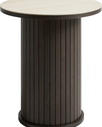 Småbord   Sidebord Nordique Design Enna  Sand Mørk Natur  Keramik Og Træ  H55x50x50 Cm