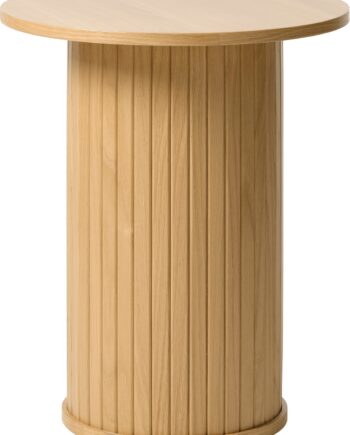 Småbord Sidebord Nordique Design Nola Mdf Med Egetræsfiner Mørk Natur ø50   H55 Cm