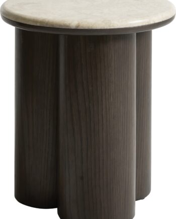 Småbord   Sidebord Nordique Design Piazze  Sand Mørkegrå Marmor Og Træ H50 B45 D45 Cm