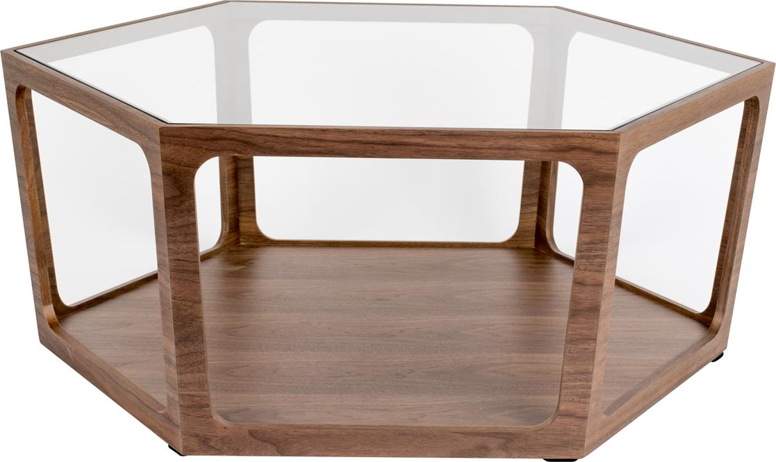 Sofabord Dutchbone Sita Sekskantet Glas Valnødefiner Lysgrå 34x92 5x80 Cm