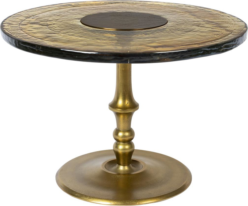 Sofabord Dutchbone Sue Retroinspireret ø60 Cm Taupe Glasplade Med Guld Aluminiumstel