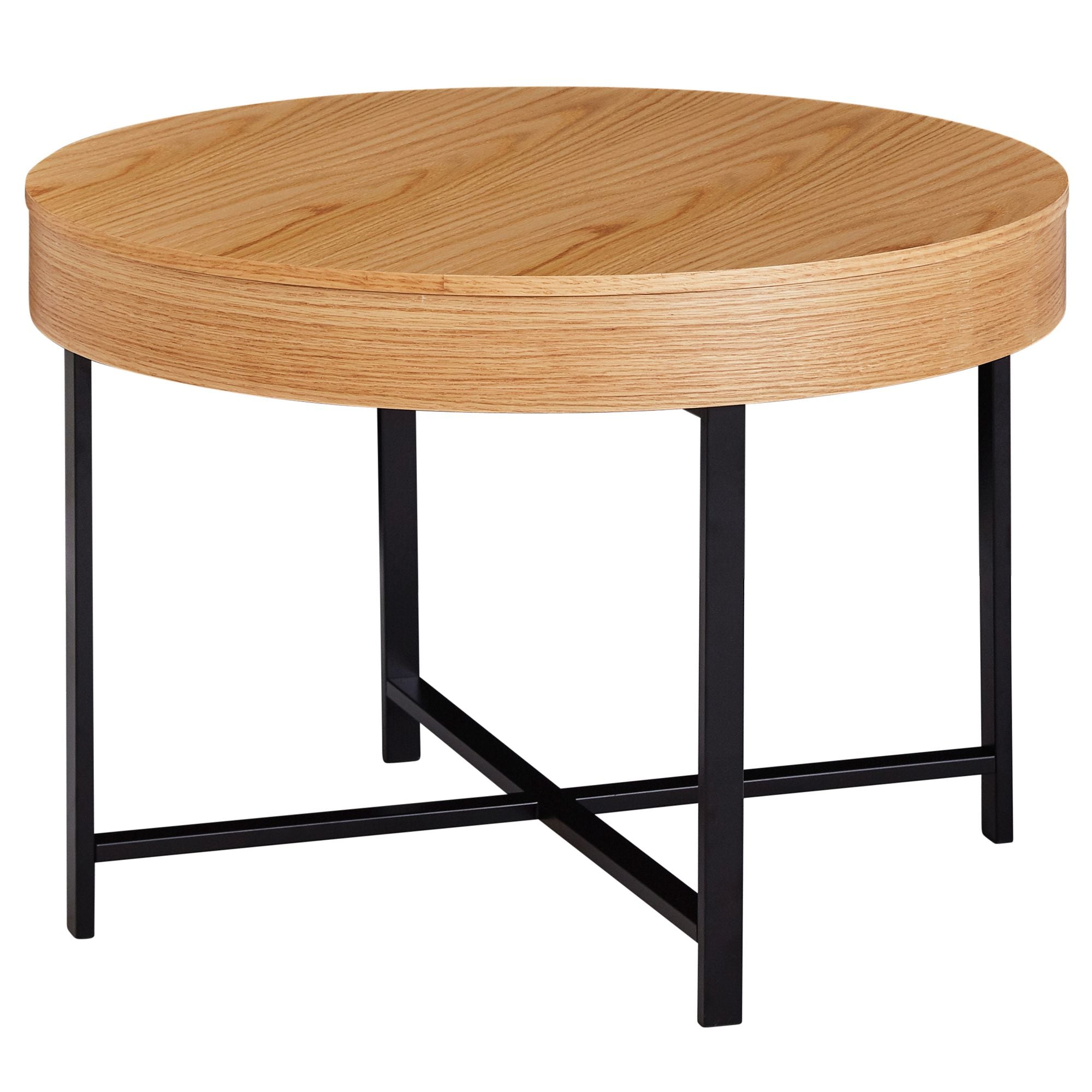 Sofabord   Egetræ Med Metalben  69   49   69 Cm