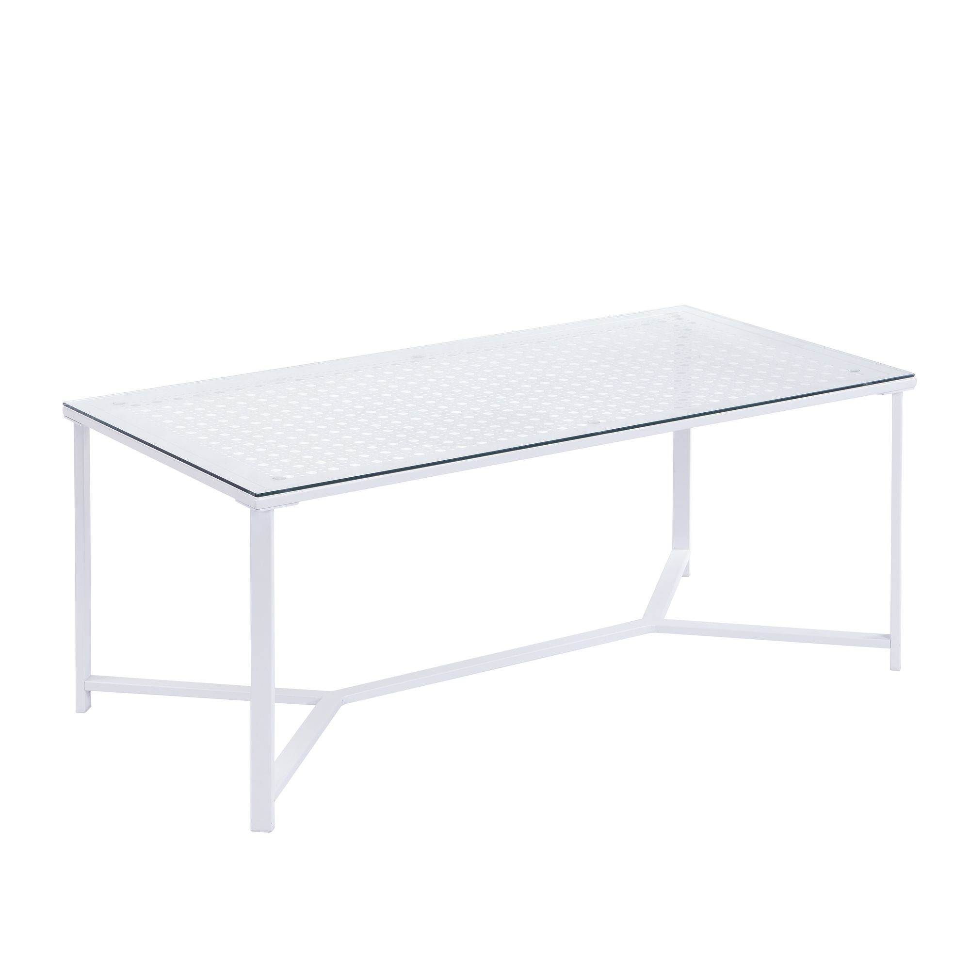Sofabord Glas Og Metal Hvidt 100 Cm Rektangulært Moderne Stuebord Med Glasplade Og Metalstel Sofabord Industriel Stil Til Stuen
