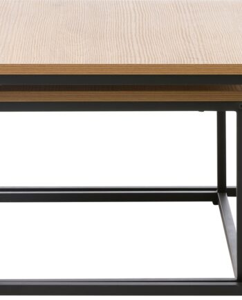 Sofabord Indskudsbord Nordique Design Cesura  Natur Sort  Mdf Bordplade Og Metalben  H40 Cm  B68 75   D68 75 Cm