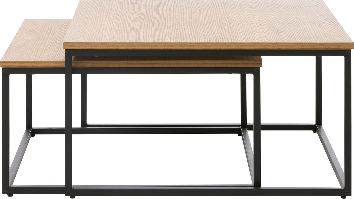 Sofabord Indskudsbord Nordique Design Cesura Natur Sort Mdf Bordplade Og Metalben H40 Cm B68 75 D68 75 Cm