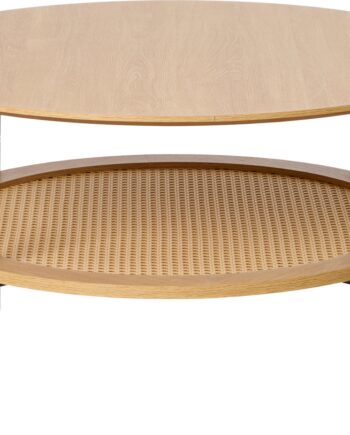 Sofabord Kaffebord Nordique Design Pensacola ø80 H40 Cm   Mdf Bordplade  Metalben  Natur Sort