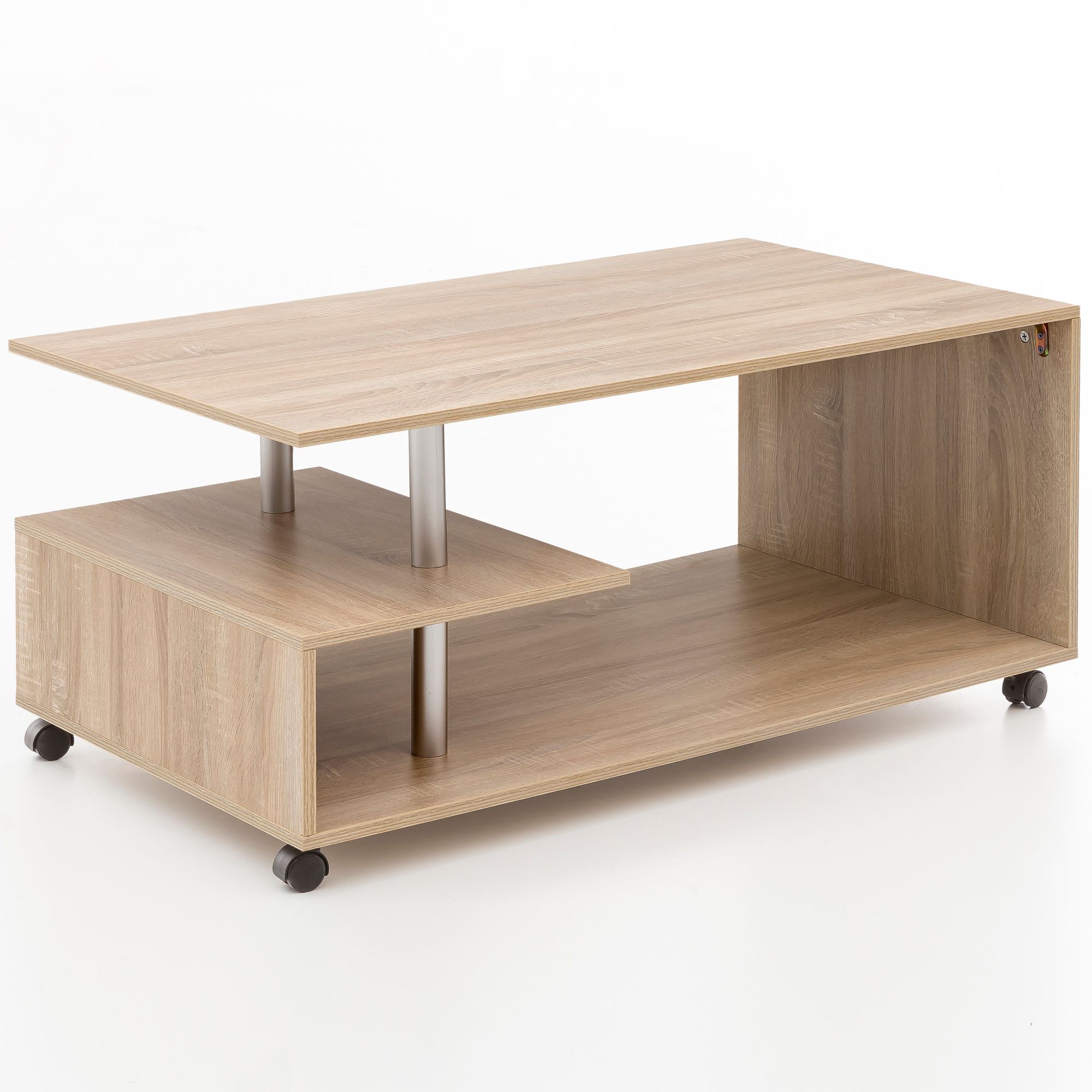 Sofabord Med Hjul  105   48     60 Cm  Naturfarvet