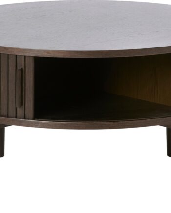 Sofabord Nordique Design Meta H45 B85xd85 Cm Mørk Natur Massivt Lamelopbygget Egetræ  Mdf Med Egetræsfiner